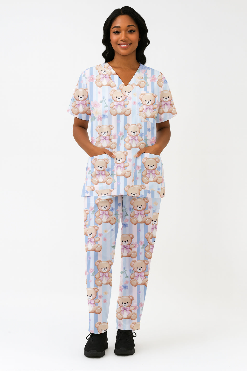 Cute Teddy 2 Printed Scrub Set