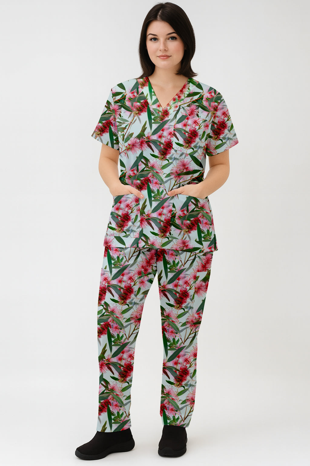 Australian Flower Bottlebrush Printed Scrub Set