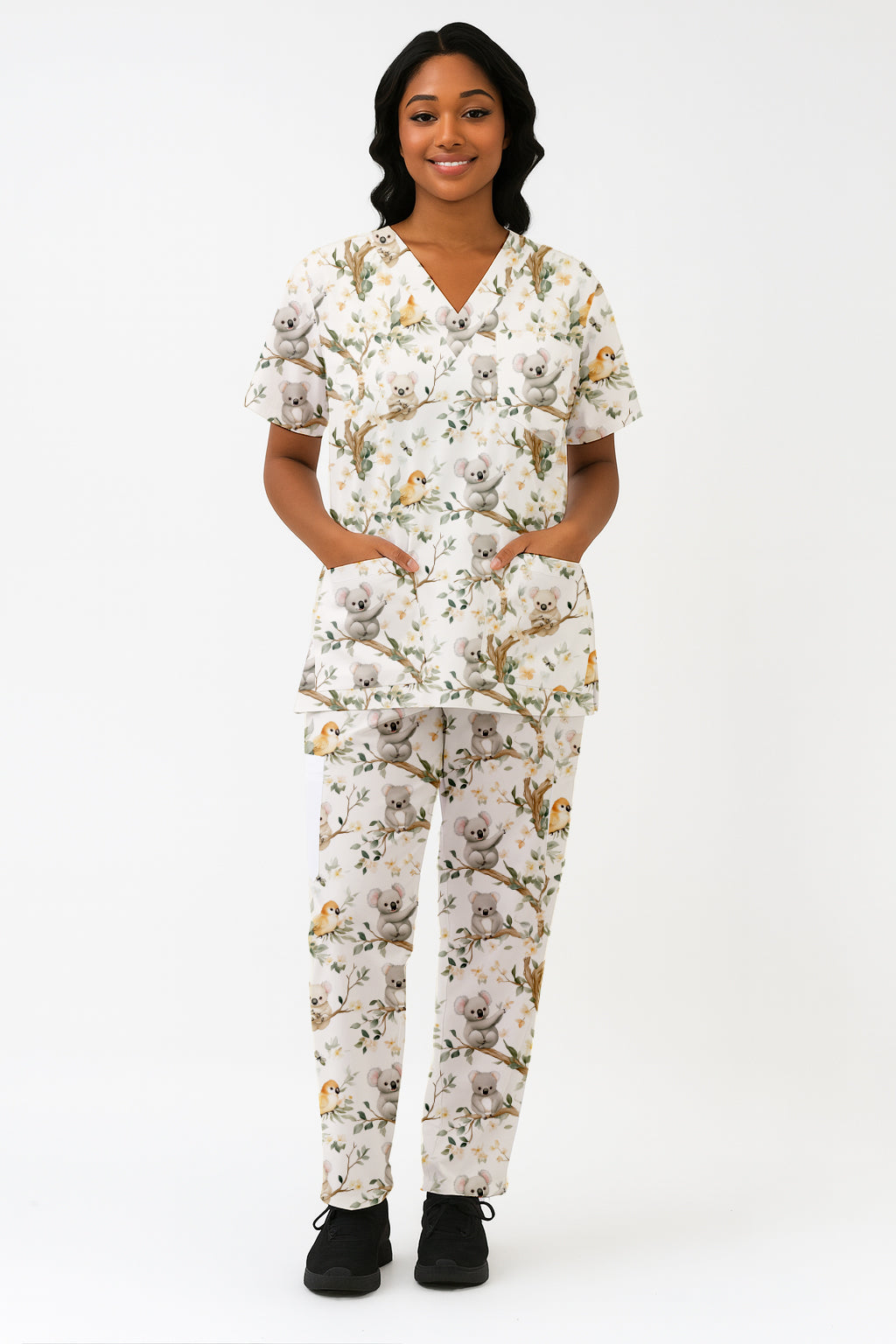 Cute Koala Printed Scrub Set