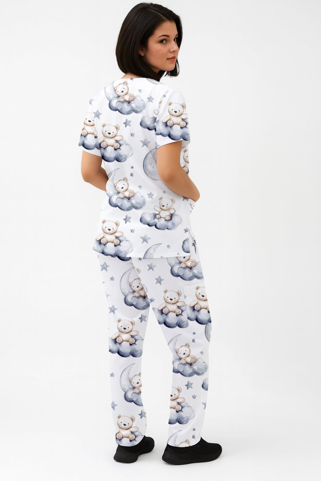 Cute Teddy 4 Printed Scrub Set