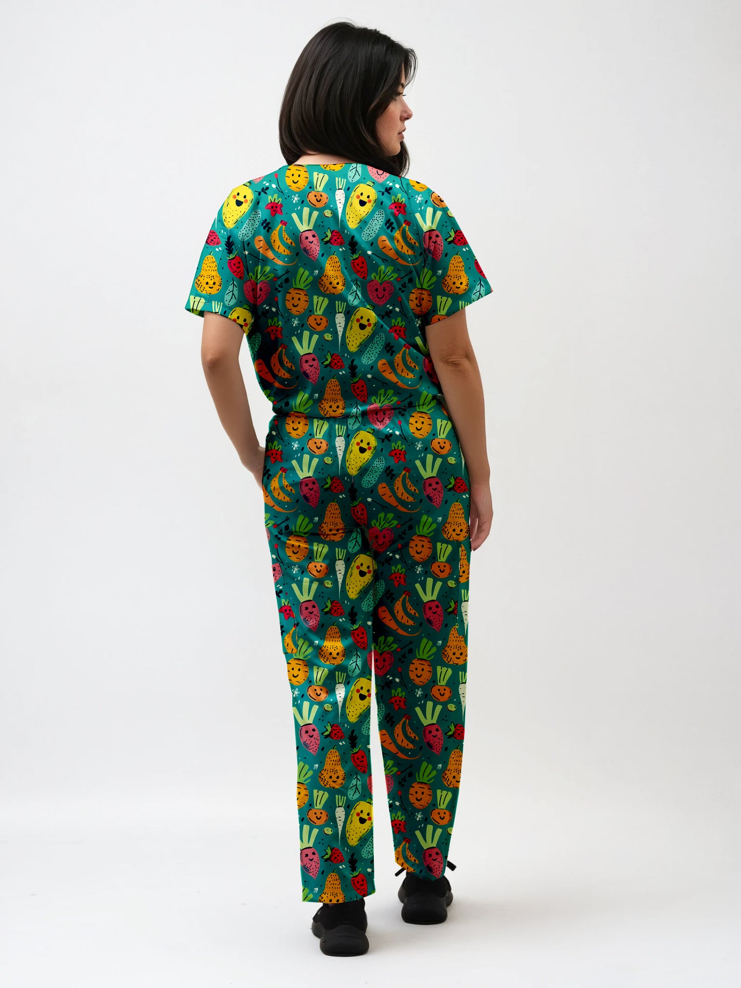 Cute Vegitables Printed Scrub Set