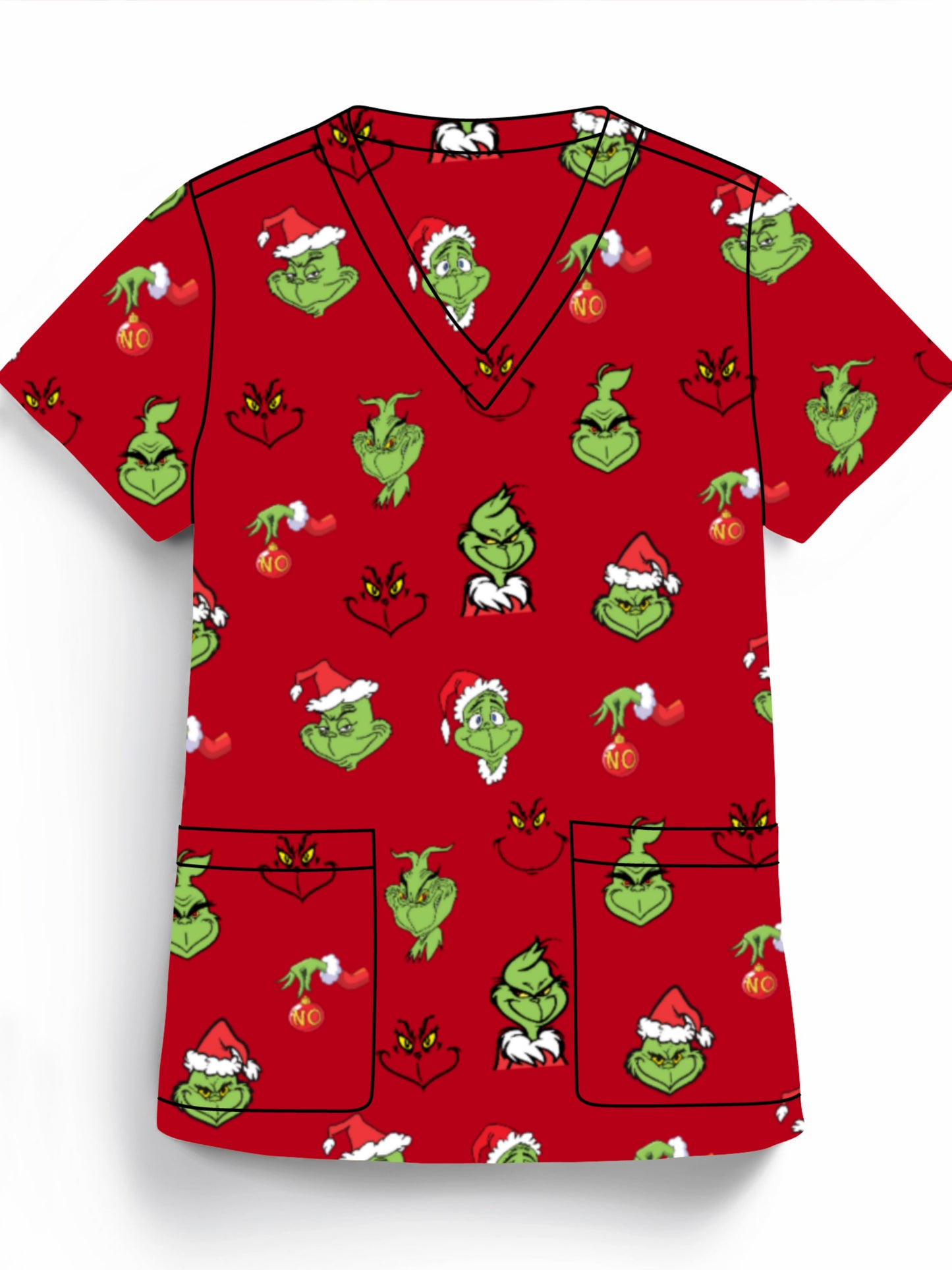 Grinch Printed Red Christmas Scrub Top Australia
