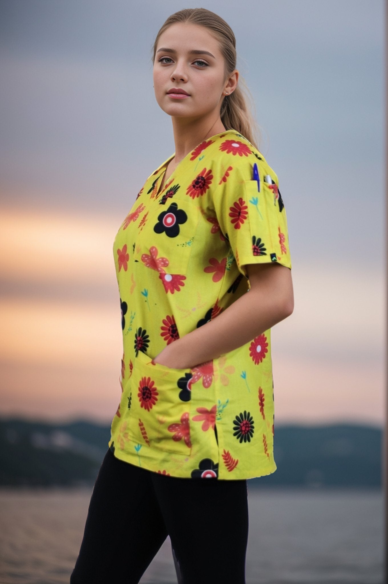 Printed Scrub Top Australia For Nurses and Medicals Cheap Price X Suture