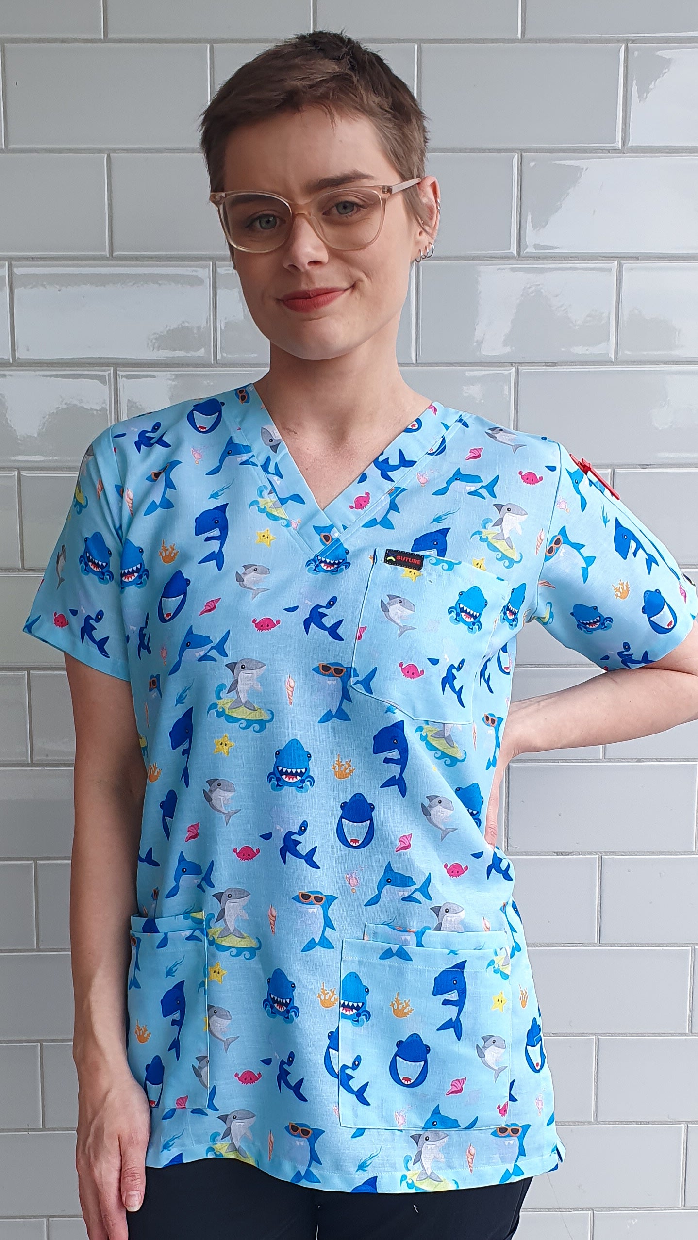 Baby Shark Printed Scrub Top