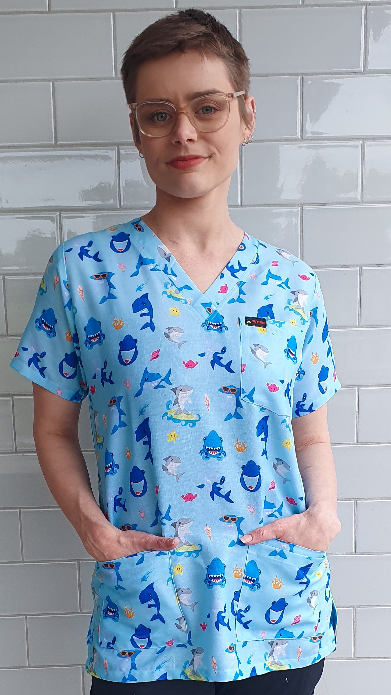 Baby Shark Printed Scrub Top