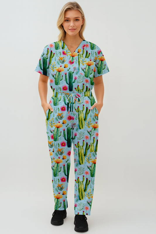 Cactus Printed Fun Scrub Set Australia