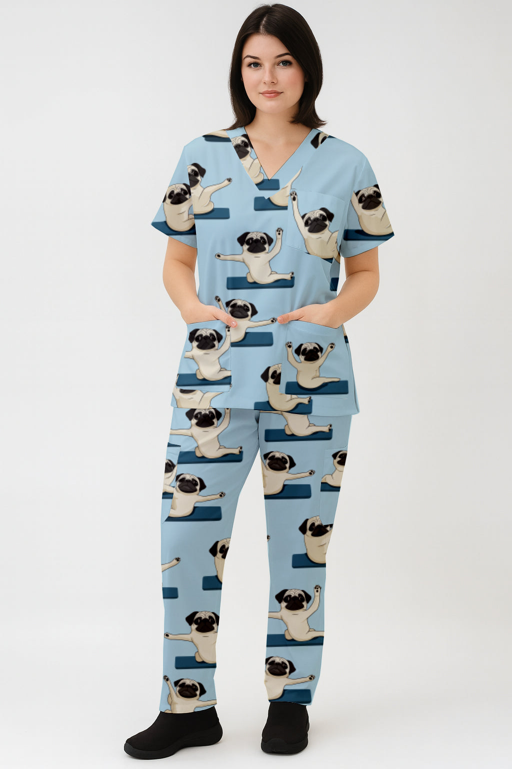 Pug doing Yoga  Fun Scrub Set Australia