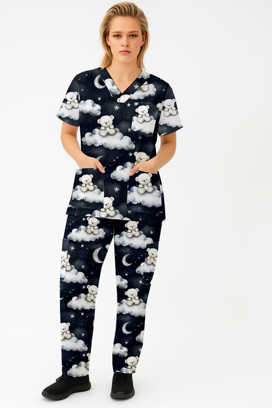Cute Teddy 3 Printed  Scrub Set