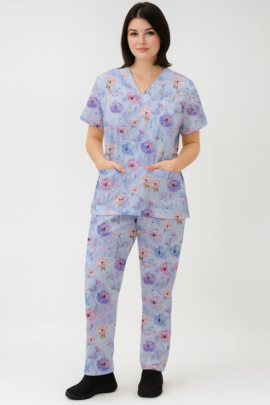 Dandelions field Printed Fun Scrub Set Australia