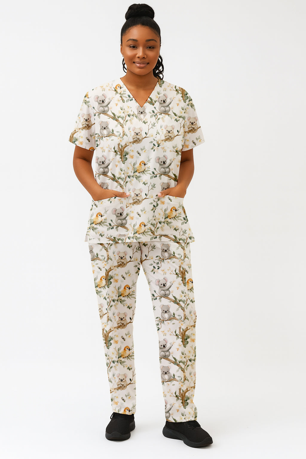 Cute Koala Printed  Scrub Set