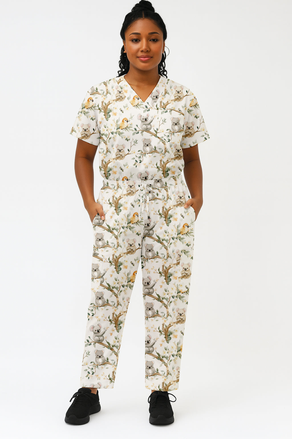 Cute Koala Printed  Scrub Set