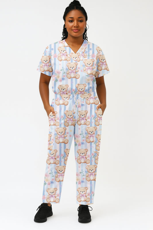 Cute Teddy 2 Printed  Scrub Set