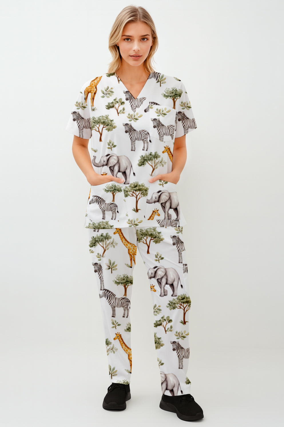 Zeebra Elephant Giraffe Printed Fun Scrub Set Australia