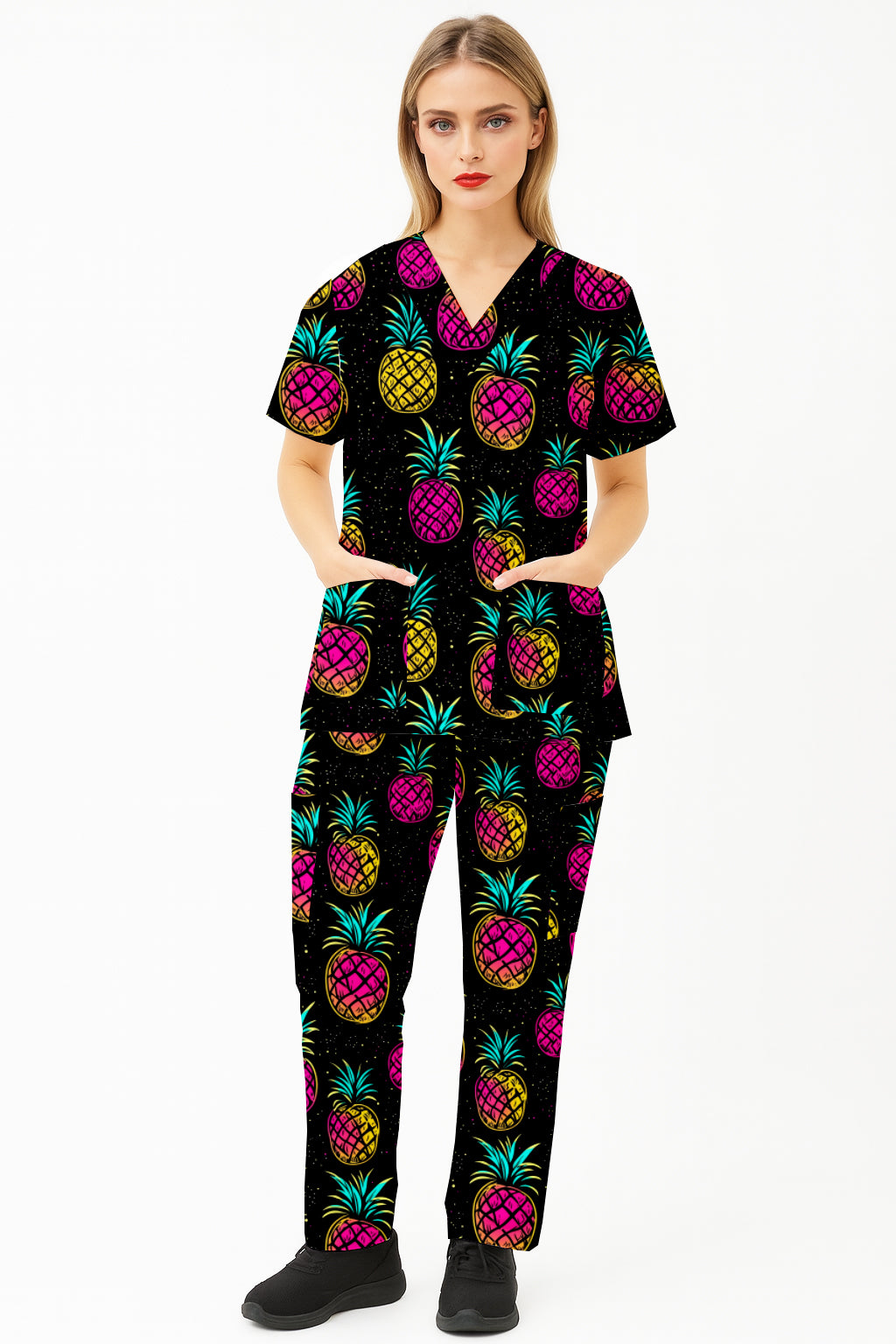 Pinapple Printed Colourful  Scrub Set Australia