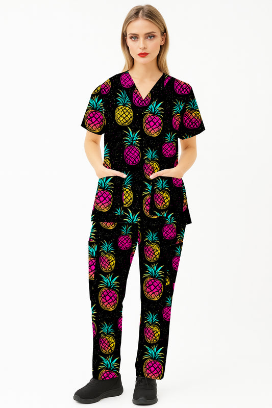 Pinapple Printed Colourful  Scrub Set Australia