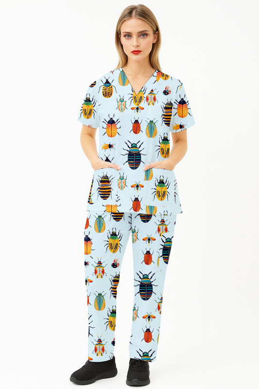 Colourful Bugs Printed Fun Scrub Set Australia