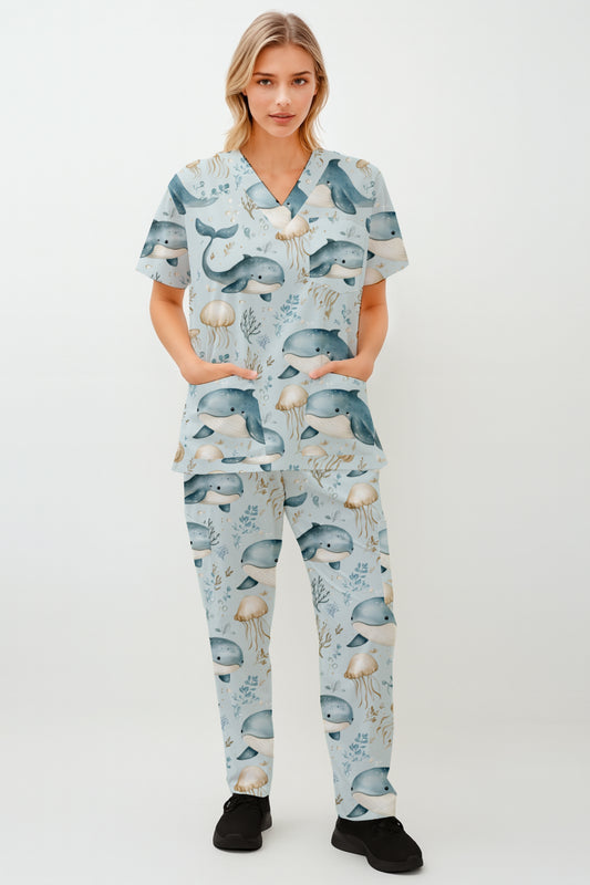 Baby Whale  Printed Fun Scrub Set Australia
