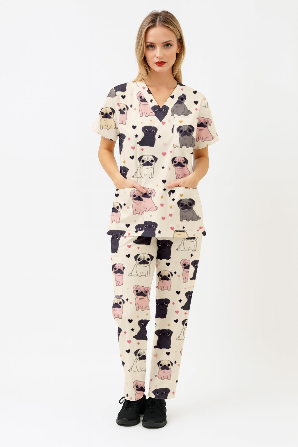 Cute Pug Printed Scrub Set Australia