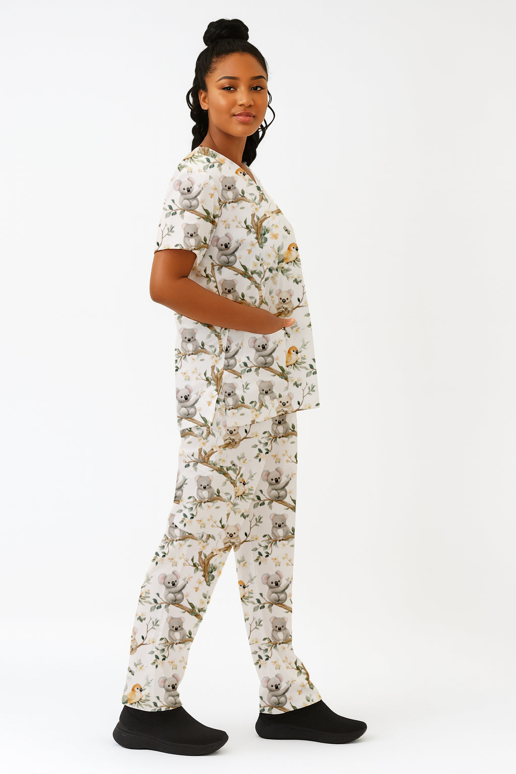 Cute Koala Printed  Scrub Set