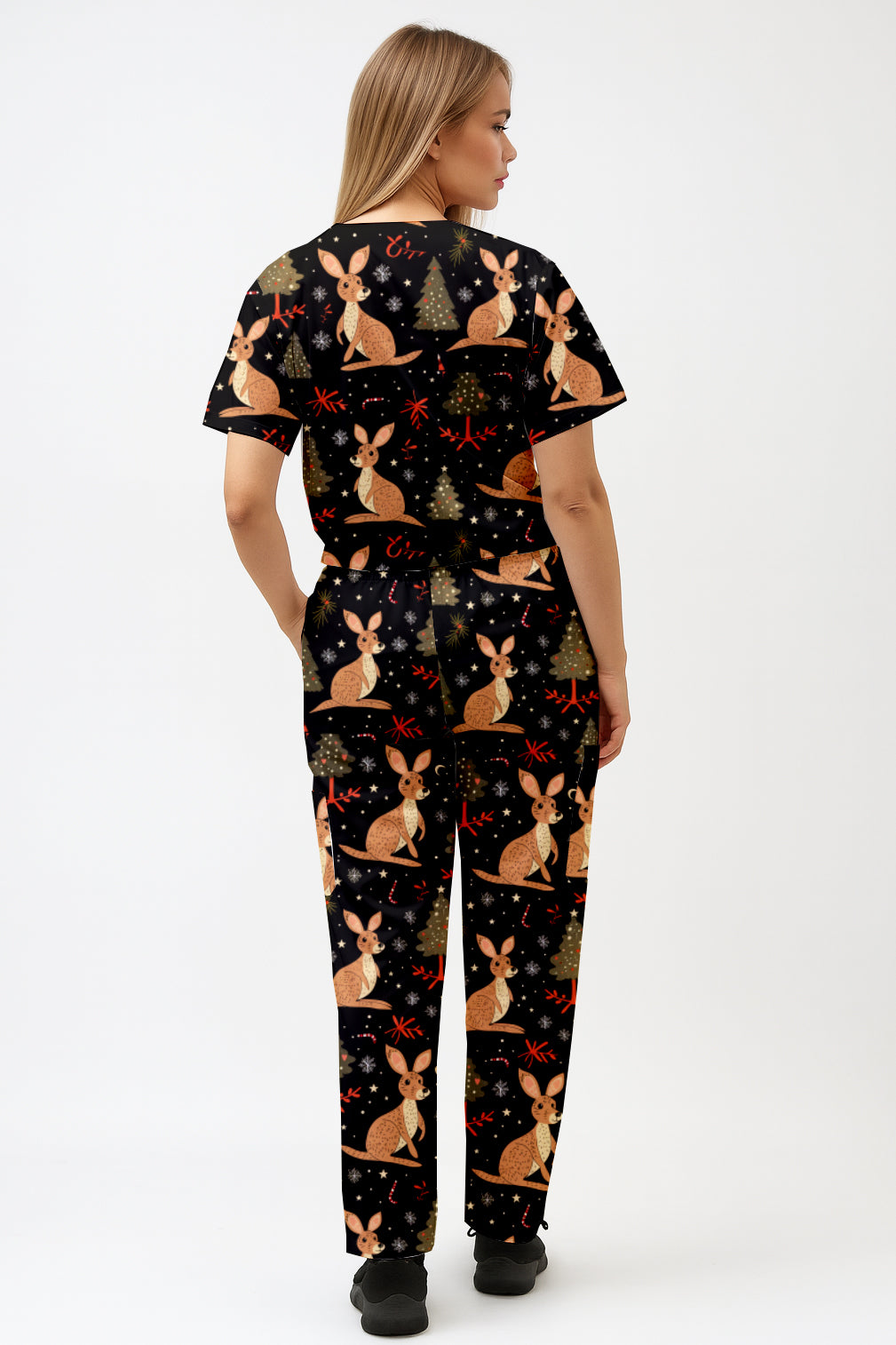 Kangaroo Christmas  Tree Printed  Scrub Set