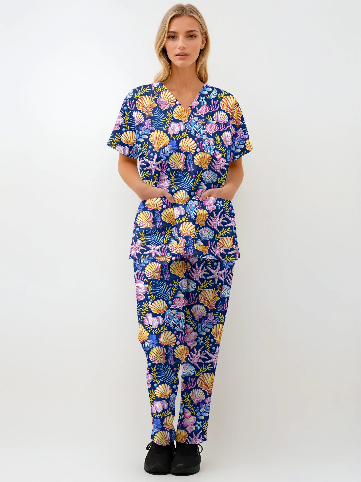 Ocean Floor Scrub Set , Top and Pants 100% Cotton