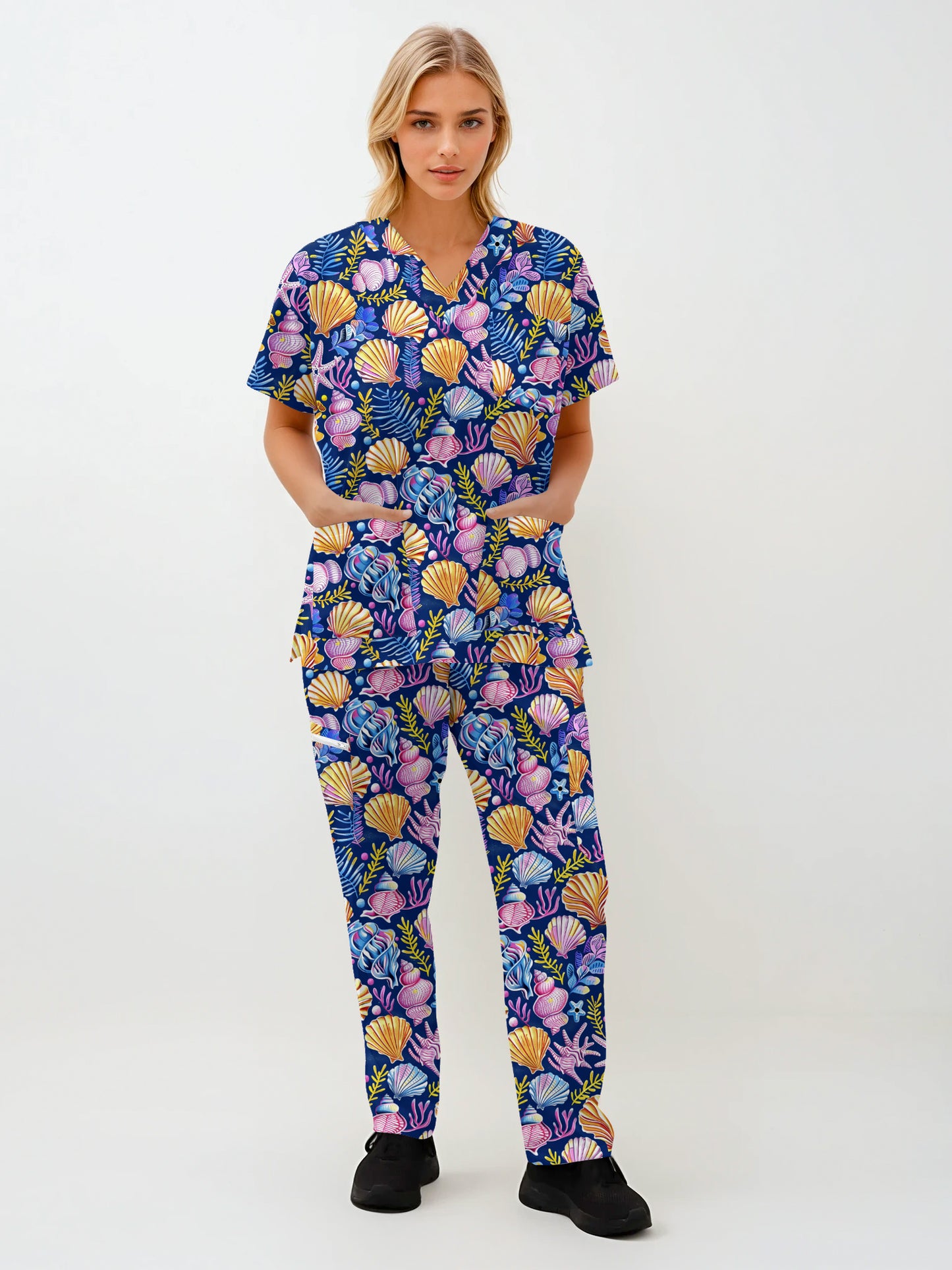Ocean Floor Scrub Set , Top and Pants 100% Cotton