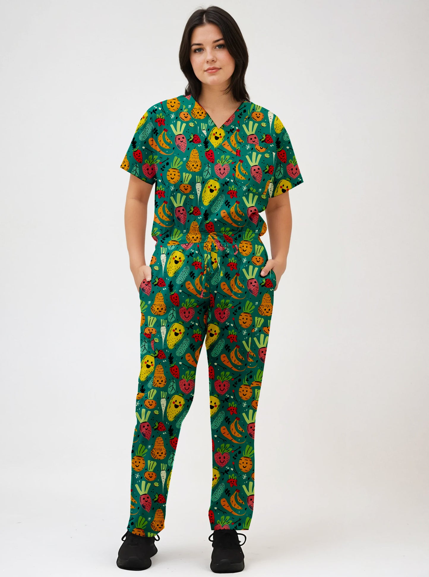 Cute Vegitables Printed  Scrub Set