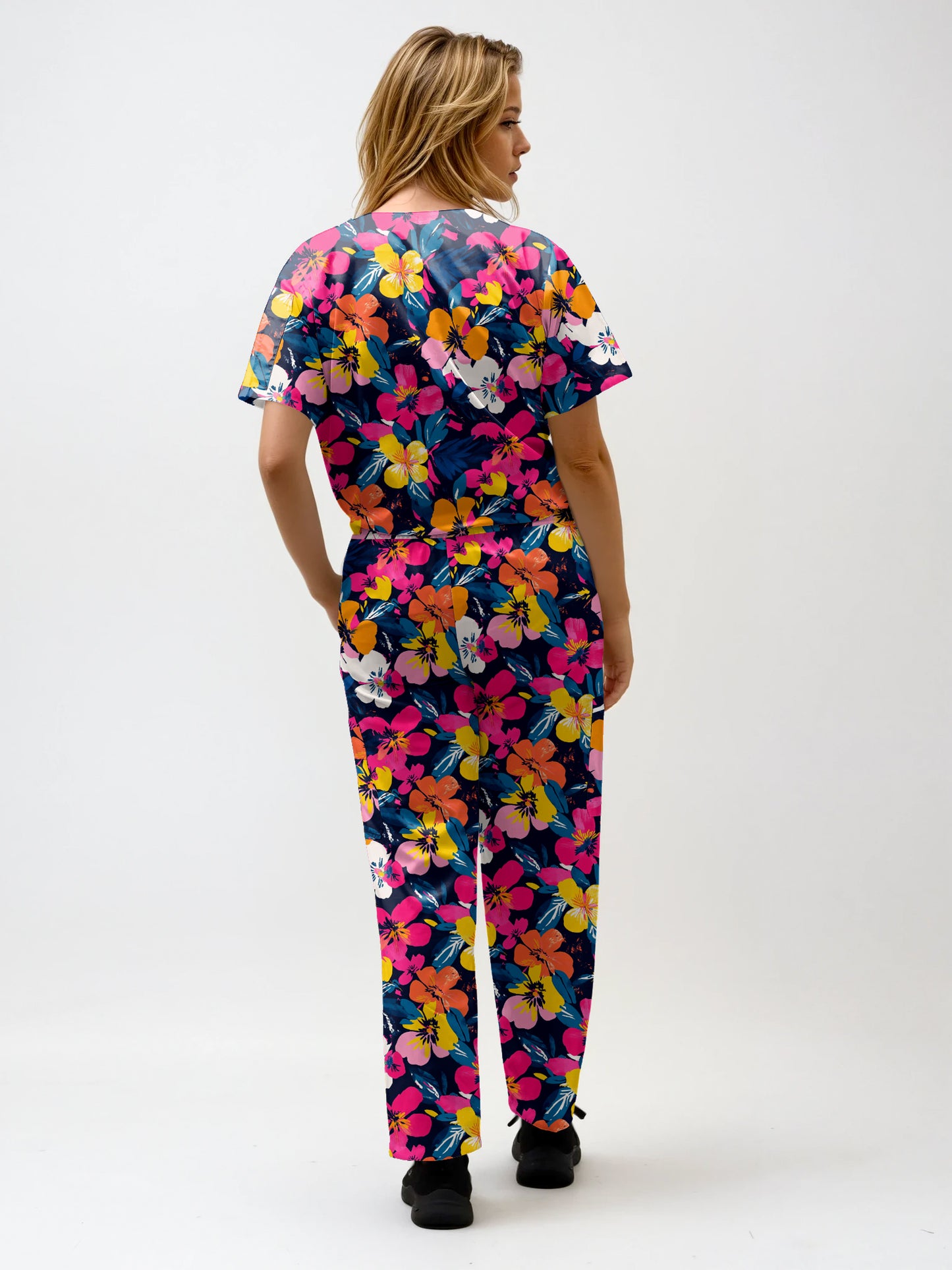 Fun Floral  Scrub Set , Top and Pants 100% Cotton