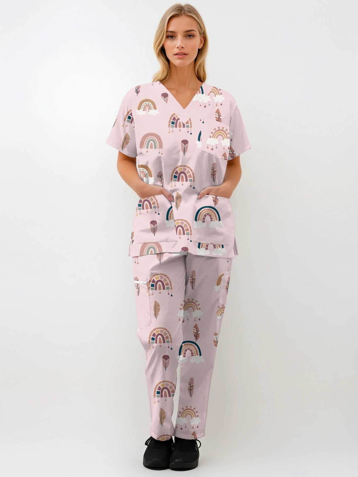 Cute Boho Print fun  Scrub Set , Top and Pants 100% Cotton Australia