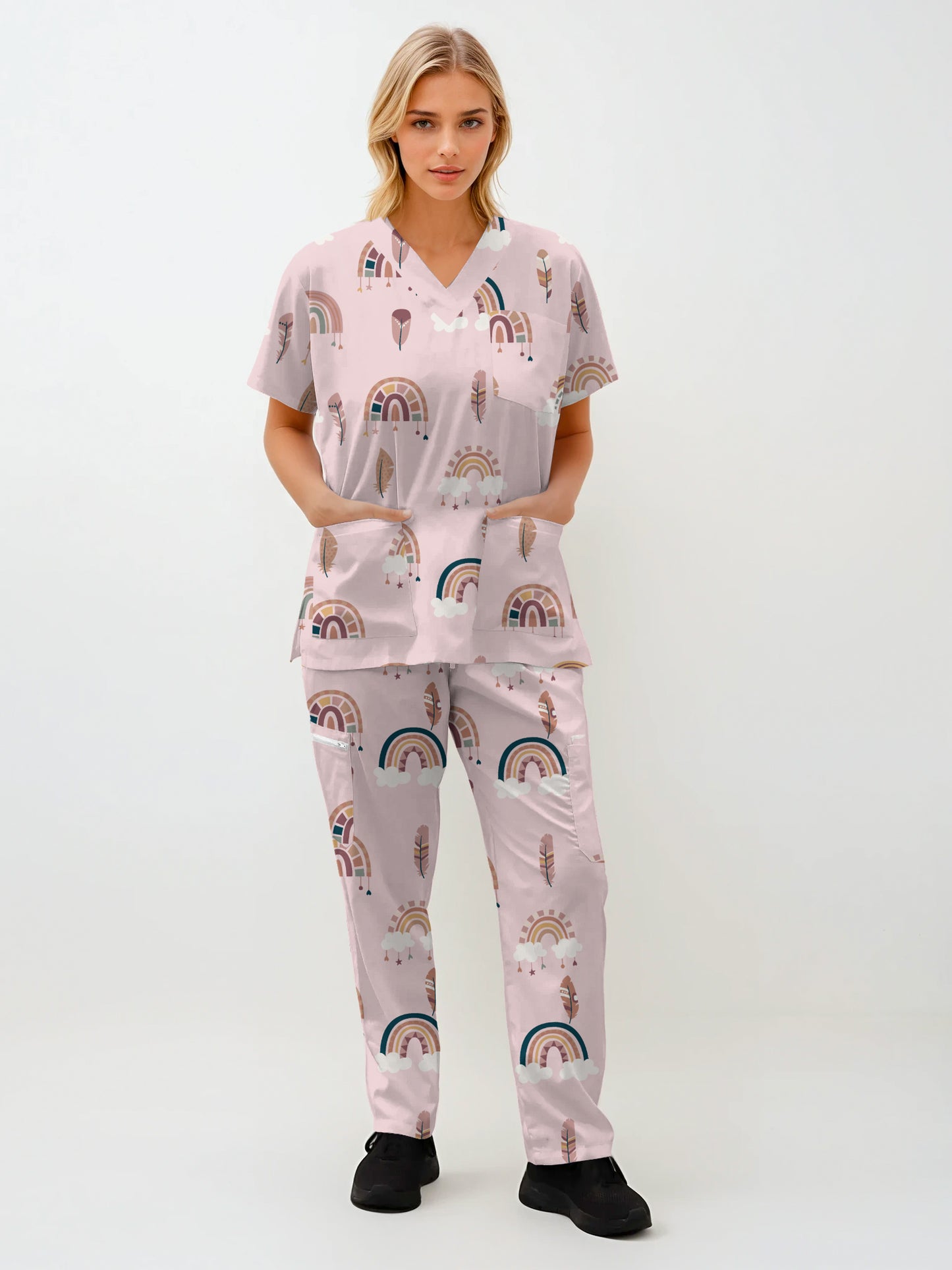 Cute Boho Print fun  Scrub Set , Top and Pants 100% Cotton Australia