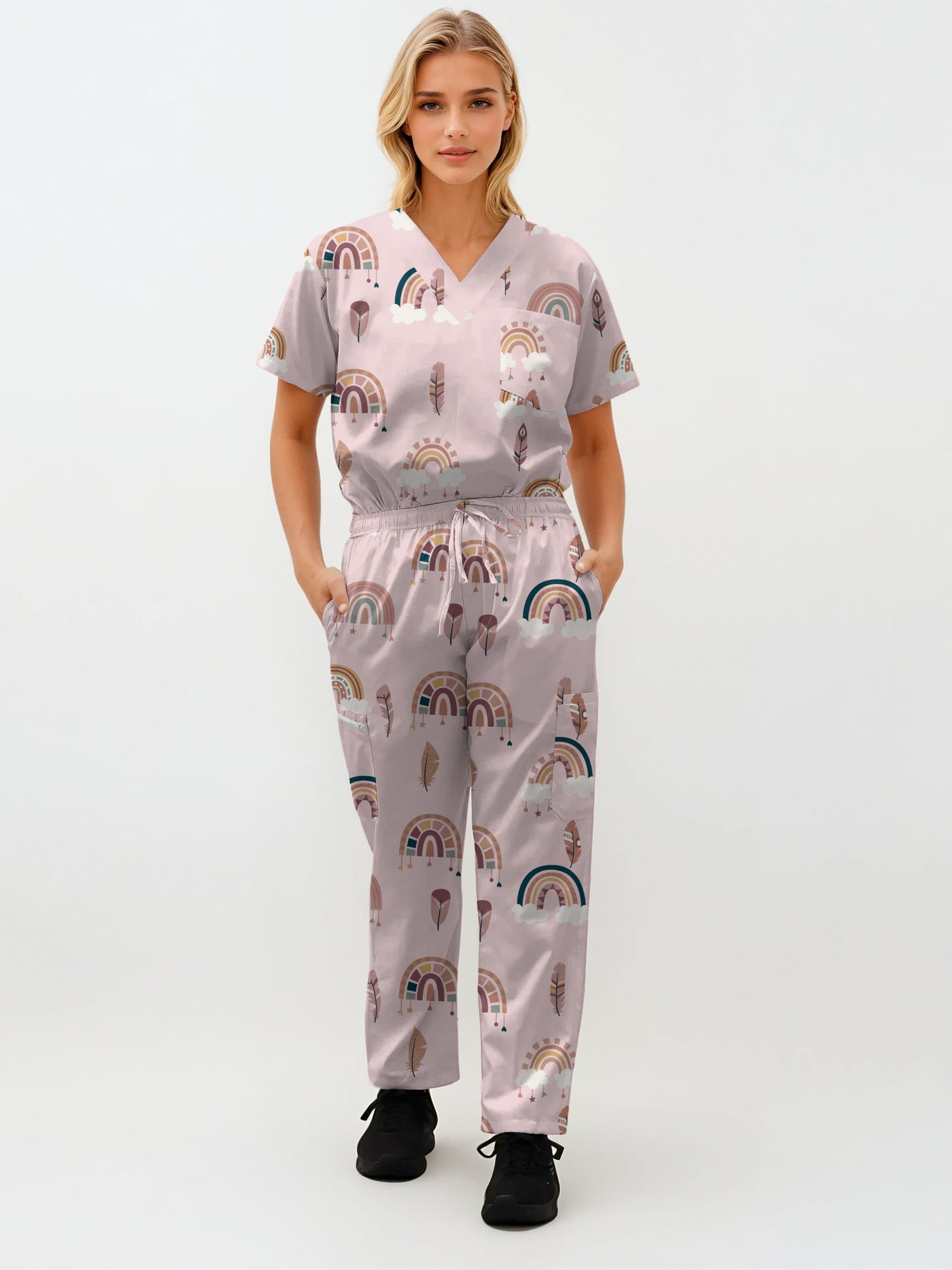 Cute Boho Print fun  Scrub Set , Top and Pants 100% Cotton Australia