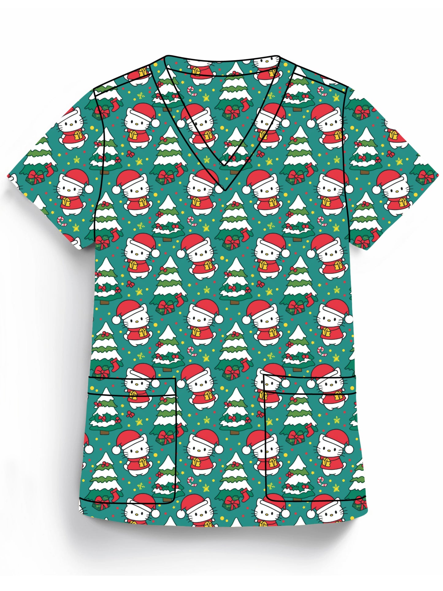 Kitten christmas   Printed Fun  Scrub Top Australia