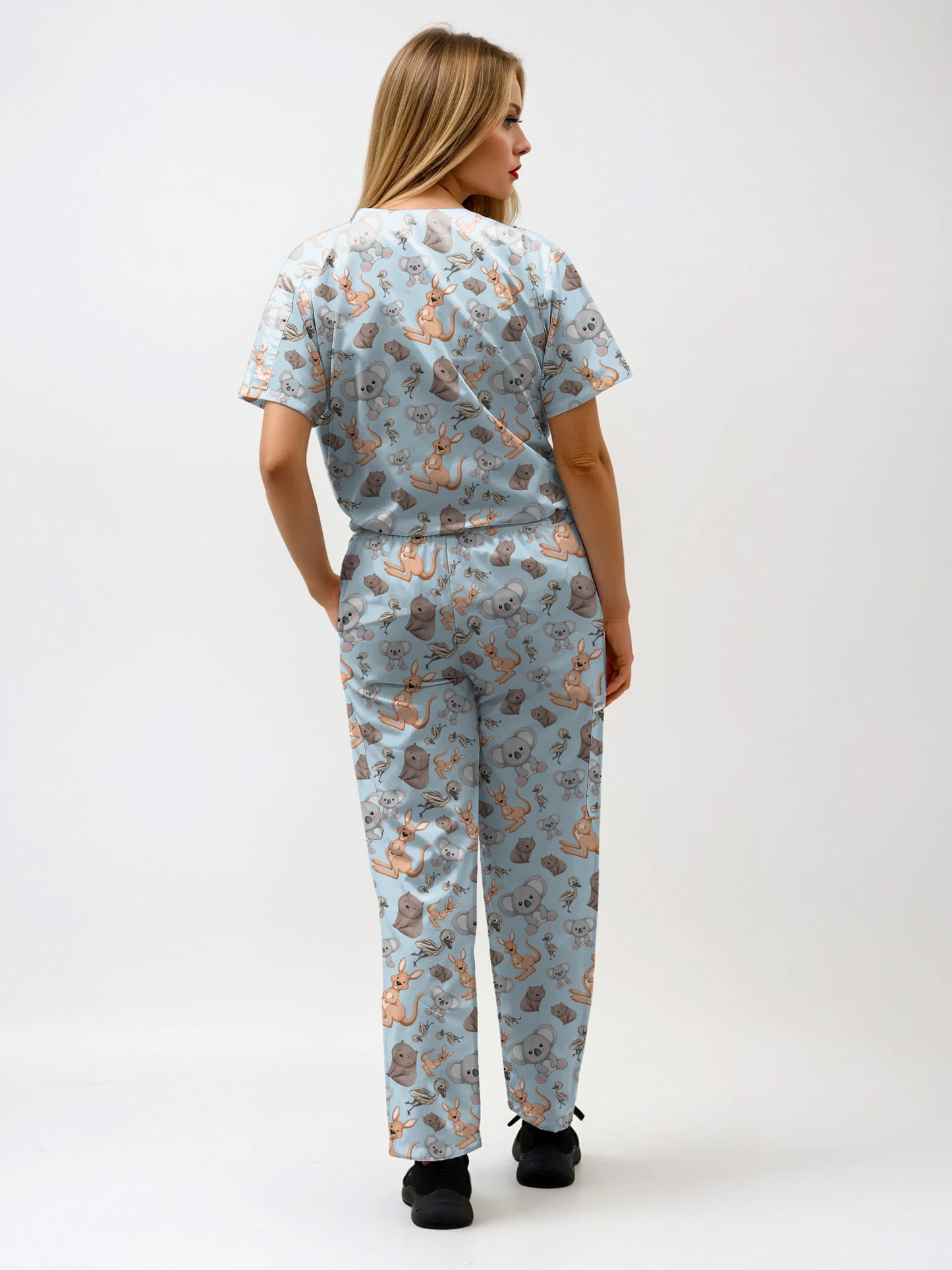 Australian Animal Print Scrub Set Top and Pants
