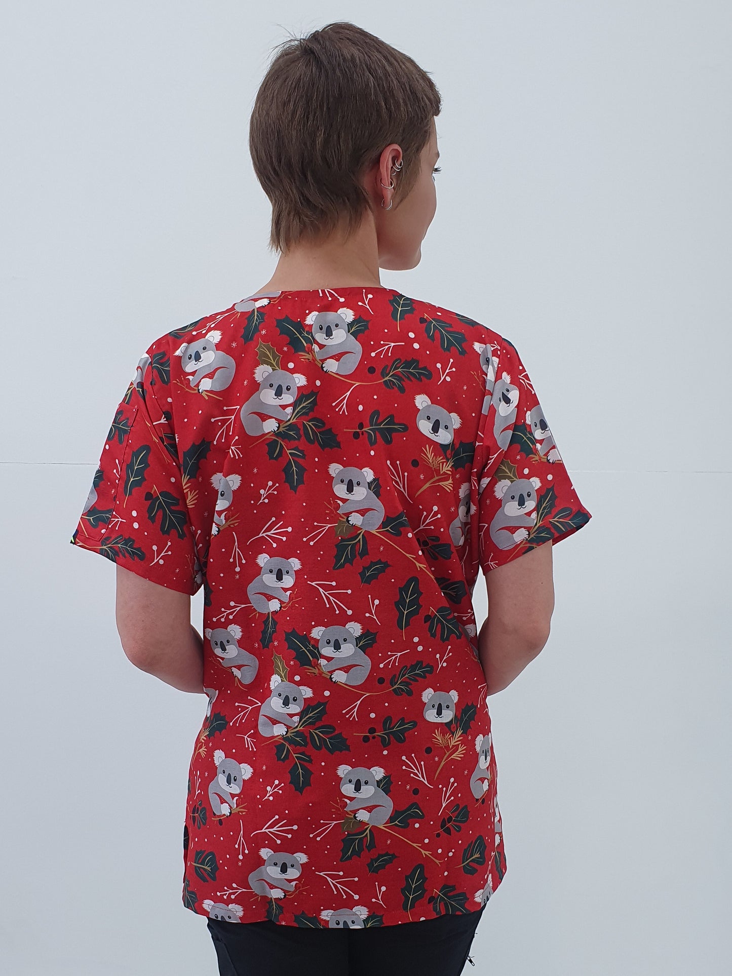 Koala On Tree Christmas Printed Fun  Scrub Top Australia